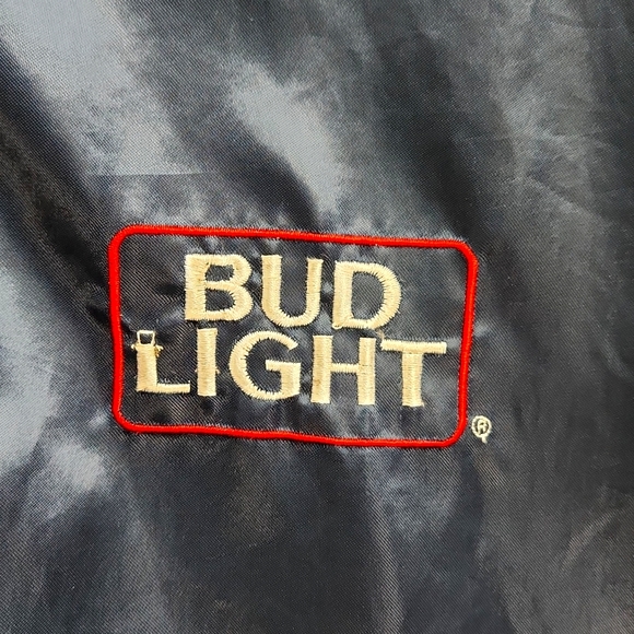 Vintage Bud Light Bomber Satin Jacket USA Made Anheuser‎ Busch Blue XL Varsity - Picture 2 of 10